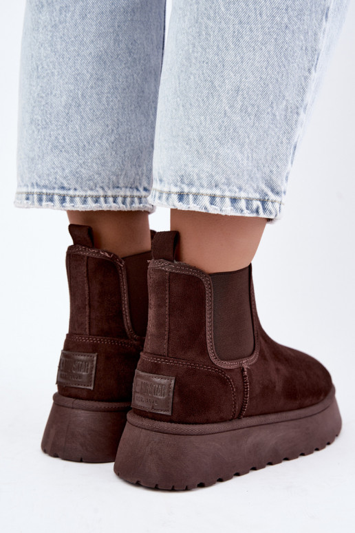 sneeuwschoenen voor dames met platform Big Star UU274174 in chocoladekleur