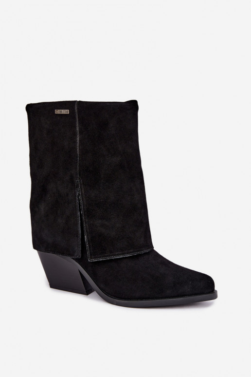 Cowboy-stijl enkellaarsjes met hakken van natuurlijk suède Big Star UU274113 zwart