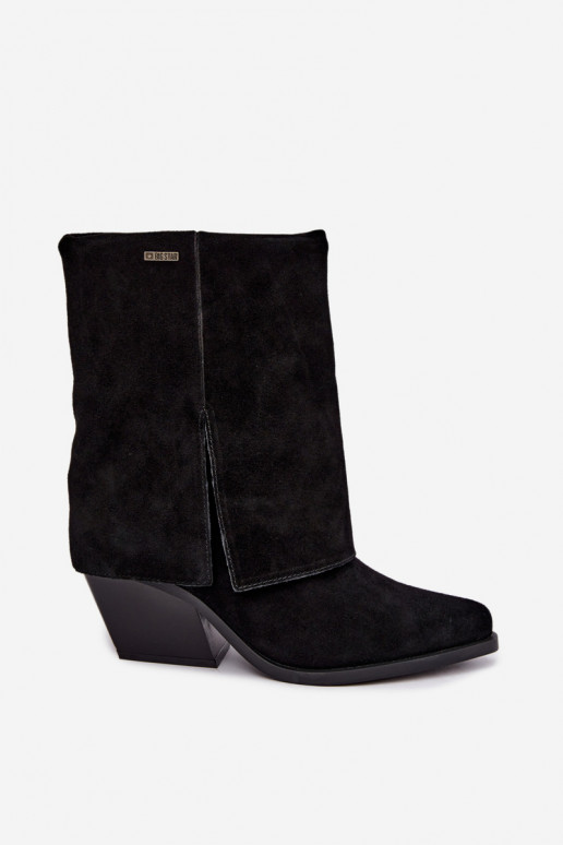 Cowboy-stijl enkellaarsjes met hakken van natuurlijk suède Big Star UU274113 zwart