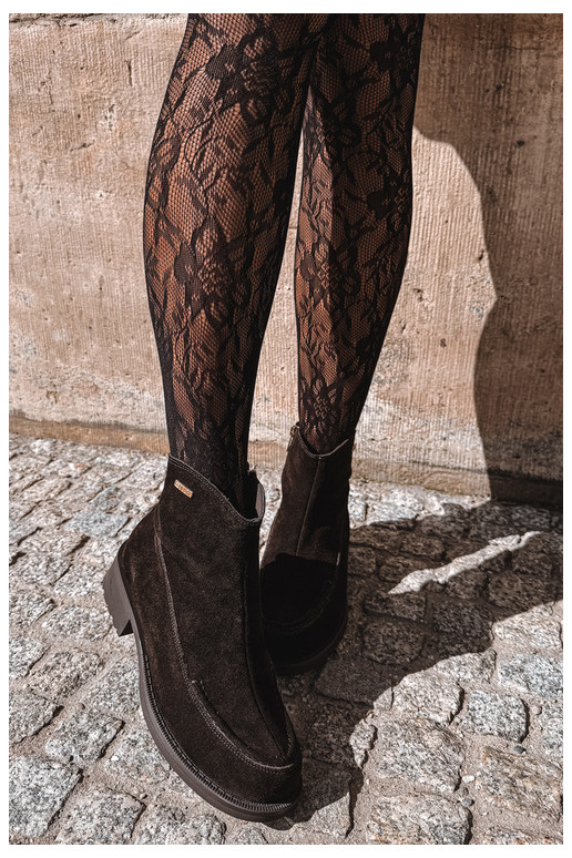 natuurlijke suede geïsoleerde laarzen voor dames Big Star UU274602 in chocoladekleur