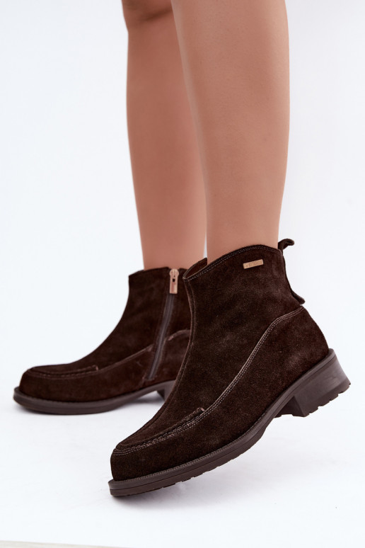 natuurlijke suede geïsoleerde laarzen voor dames Big Star UU274602 in chocoladekleur