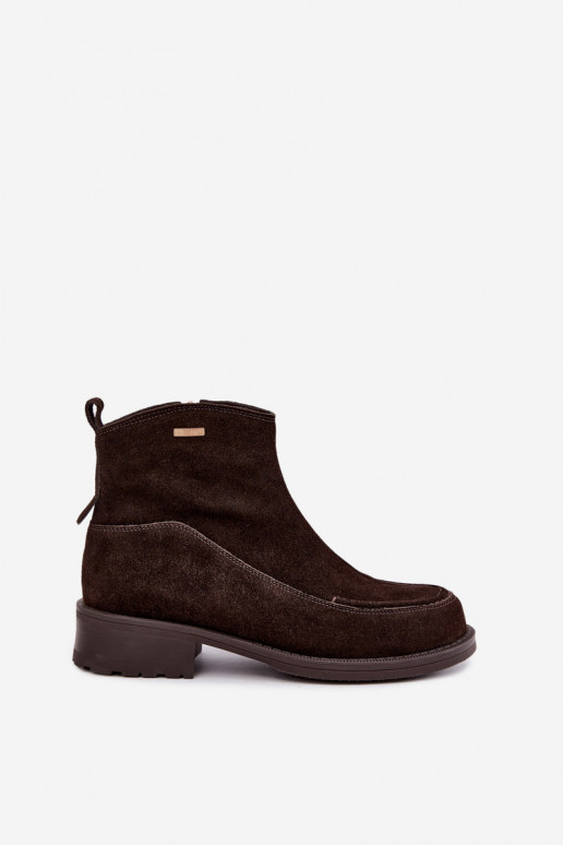 natuurlijke suede geïsoleerde laarzen voor dames Big Star UU274602 in chocoladekleur