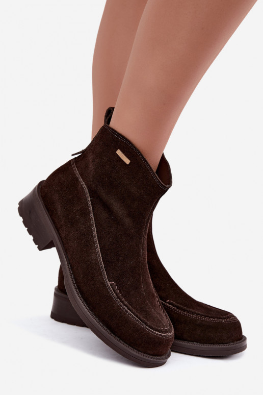 natuurlijke suede geïsoleerde laarzen voor dames Big Star UU274602 in chocoladekleur