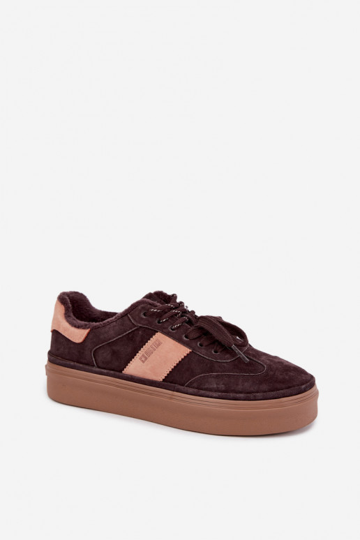 faux suede sneakers model laarzen voor dames geïsoleerd Big Star UU274770 in chocoladekleur