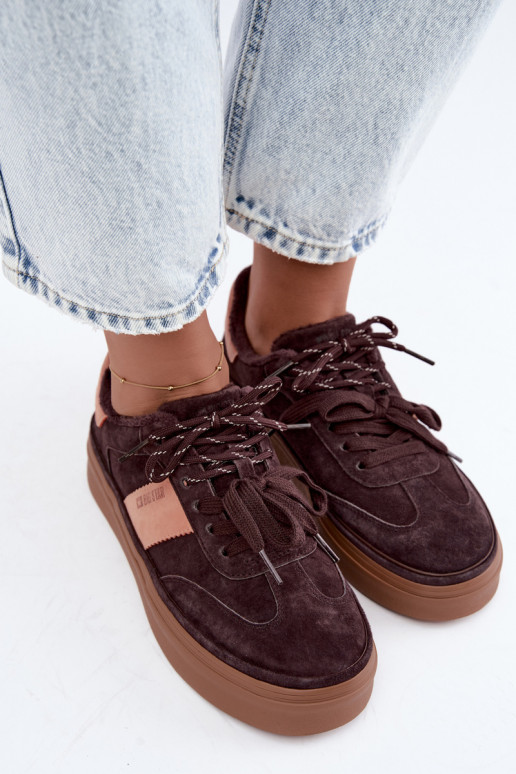 faux suede sneakers model laarzen voor dames geïsoleerd Big Star UU274770 in chocoladekleur
