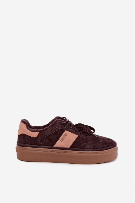 faux suede sneakers model laarzen voor dames geïsoleerd Big Star UU274770 in chocoladekleur