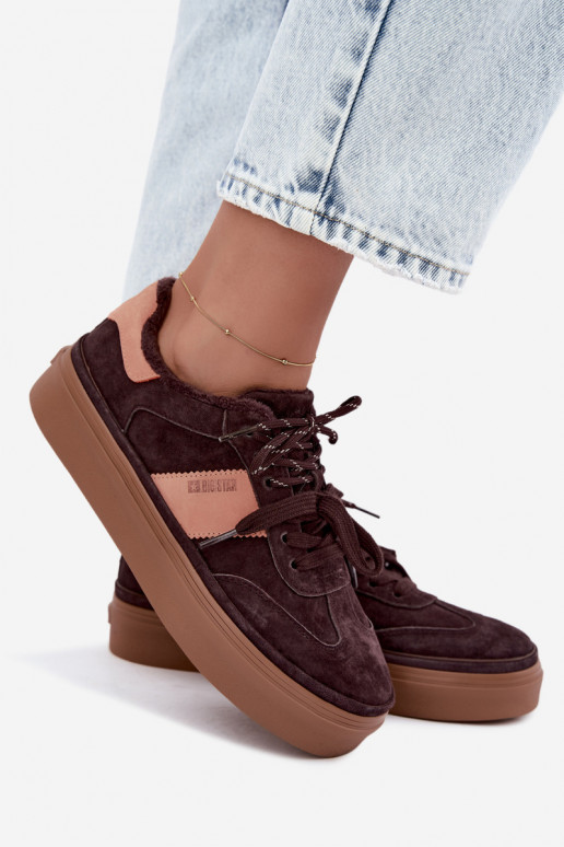 faux suede sneakers model laarzen voor dames geïsoleerd Big Star UU274770 in chocoladekleur