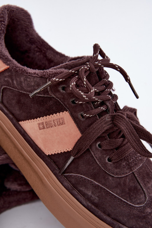 faux suede sneakers model laarzen voor dames geïsoleerd Big Star UU274770 in chocoladekleur