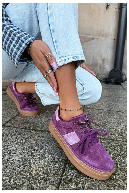 Paarse dames sneakers van faux suede met isolatie Big Star UU274772