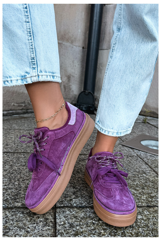 Paarse dames sneakers van faux suede met isolatie Big Star UU274772