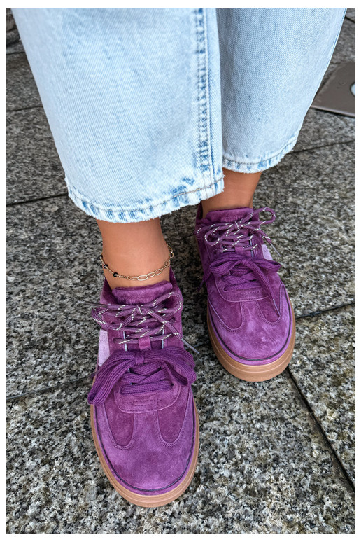 Paarse dames sneakers van faux suede met isolatie Big Star UU274772