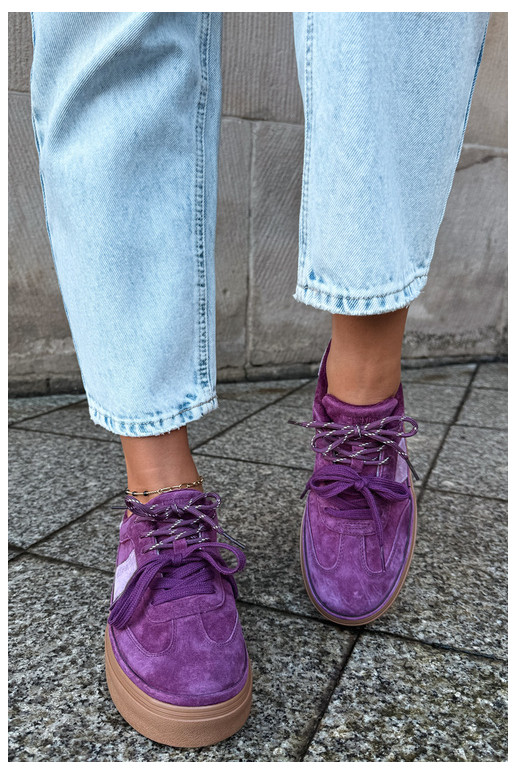 Paarse dames sneakers van faux suede met isolatie Big Star UU274772