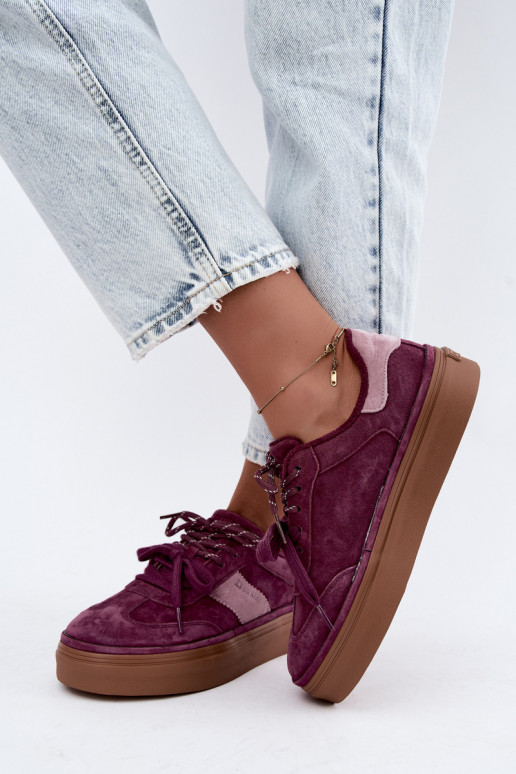 Paarse dames sneakers van faux suede met isolatie Big Star UU274772