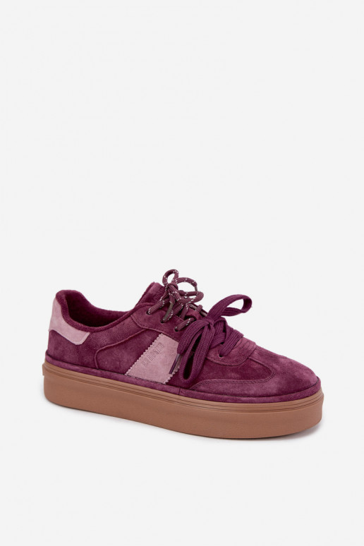 Paarse dames sneakers van faux suede met isolatie Big Star UU274772