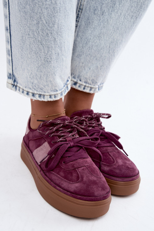 Paarse dames sneakers van faux suede met isolatie Big Star UU274772