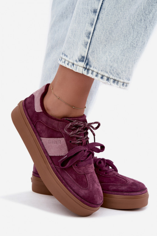 Paarse dames sneakers van faux suede met isolatie Big Star UU274772