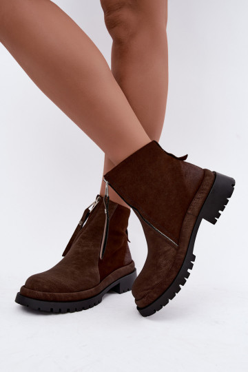Geïsoleerde suède schoenen voor dames Tai turiciejka K7732-02 in bruine kleur 2
