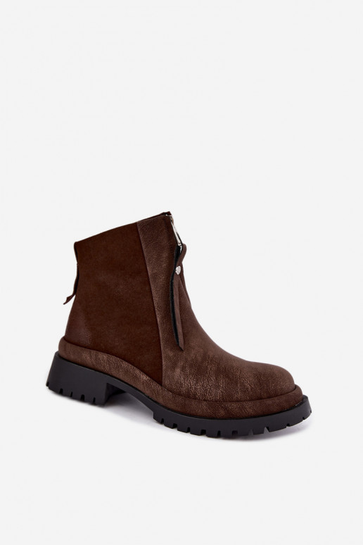 Geïsoleerde suède schoenen voor dames Tai turiciejka K7732-02 in bruine kleur