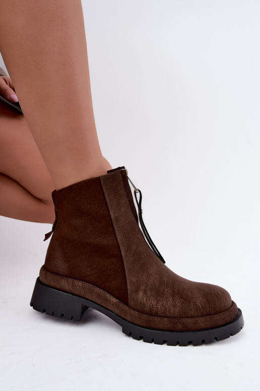 Geïsoleerde suède schoenen voor dames Tai turiciejka K7732-02 in bruine kleur