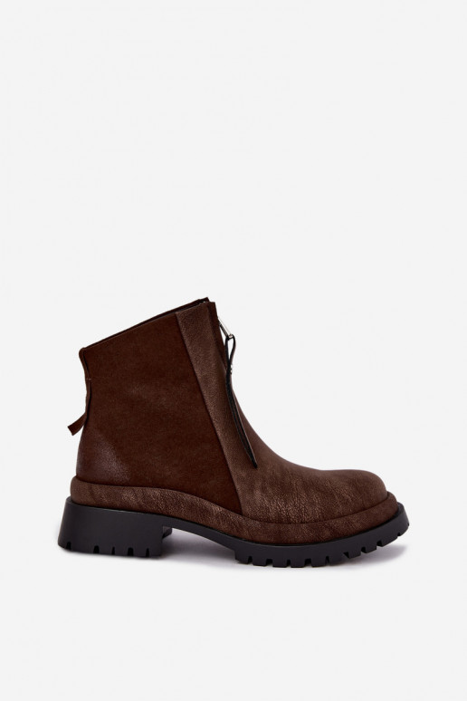 Geïsoleerde suède schoenen voor dames Tai turiciejka K7732-02 in bruine kleur