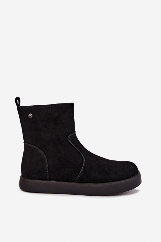 Geïsoleerde suède schoenen voor dames Tai turiciejka K7800-01 in zwarte kleur