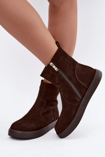 Geïsoleerde suède schoenen voor dames Tai turiciejka K7800-02 in chocolade kleur