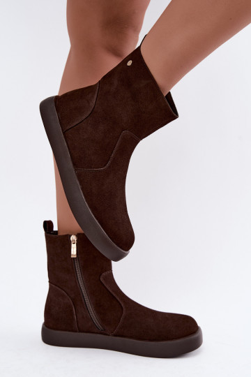 Geïsoleerde suède schoenen voor dames Tai turiciejka K7800-02 in chocolade kleur 2