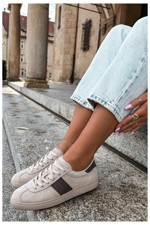 Synthetische suede dames sneakers Big Star UU274440 in zand