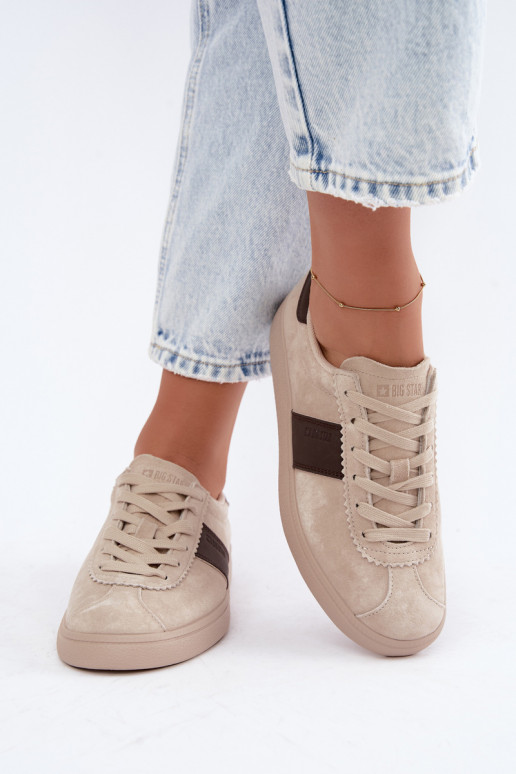 Synthetische suede dames sneakers Big Star UU274440 in zand