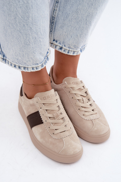Synthetische suede dames sneakers Big Star UU274440 in zand