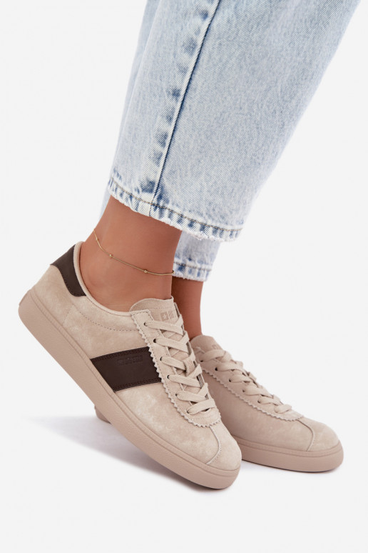 Synthetische suede dames sneakers Big Star UU274440 in zand