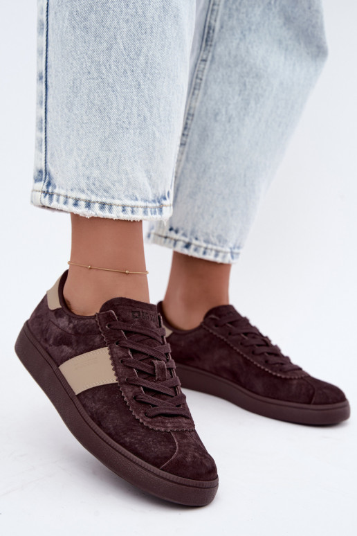 Suède sneakers voor dames Big Star UU274438 in chocolade kleur