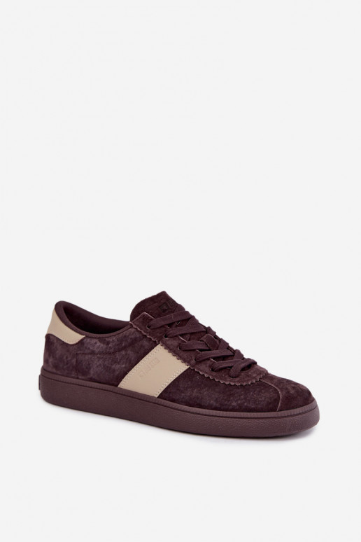 Suède sneakers voor dames Big Star UU274438 in chocolade kleur