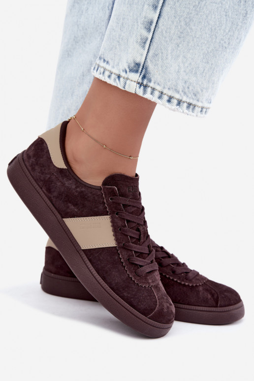 Suède sneakers voor dames Big Star UU274438 in chocolade kleur