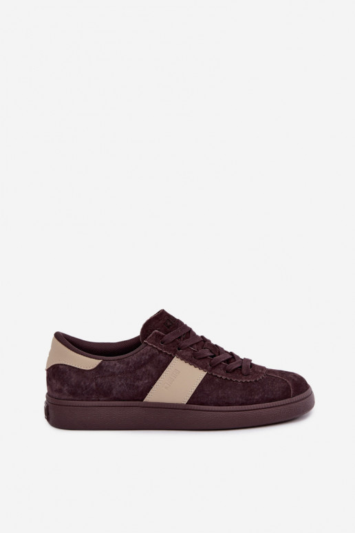 Suède sneakers voor dames Big Star UU274438 in chocolade kleur