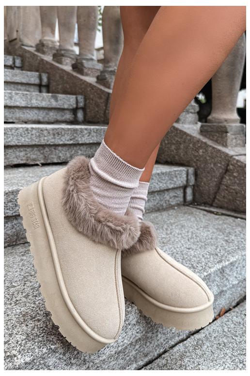Sneeuwlaarzen met platform en bont Big Star UU274204 in zand