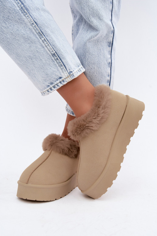 Sneeuwlaarzen met platform en bont Big Star UU274204 in zand
