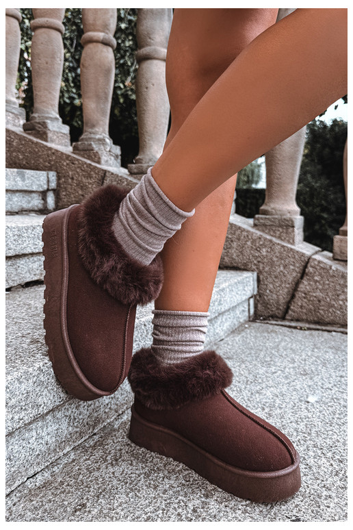 Sneeuwlaarzen met platform en bont Big Star UU274203 w chocola