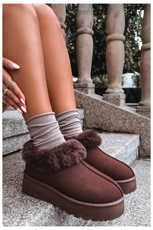 Sneeuwlaarzen met platform en bont Big Star UU274203 w chocola