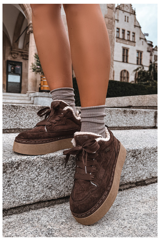 Sneeuwlaarzen met platform en veters Big Star UU274188 w chocola