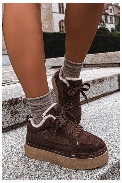Sneeuwlaarzen met platform en veters Big Star UU274188 w chocola