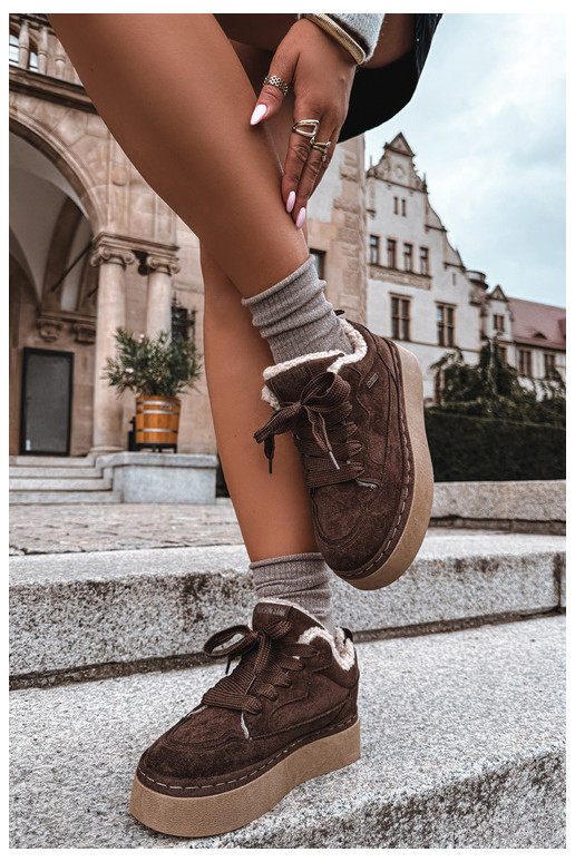 Sneeuwlaarzen met platform en veters Big Star UU274188 w chocola