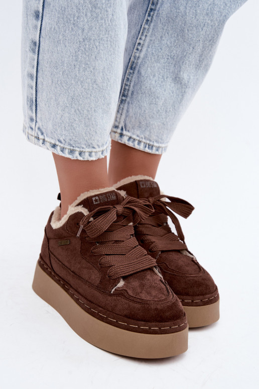 Sneeuwlaarzen met platform en veters Big Star UU274188 w chocola