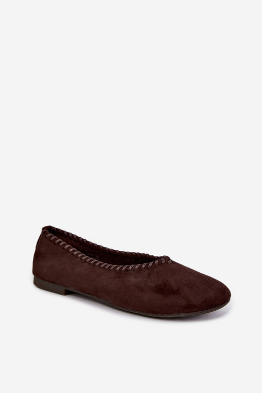 Ballerina's met gevlochten rand in chocolade kleur Talessa