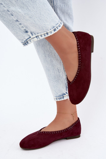 Ballerina's met gevlochten rand in bordeaux kleur Talessa