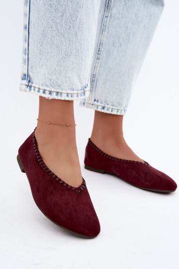 Ballerina's met gevlochten rand in bordeaux kleur Talessa 2