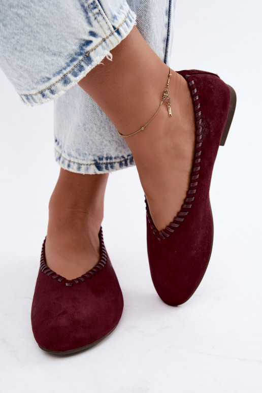 Ballerina's met gevlochten rand in bordeaux kleur Talessa