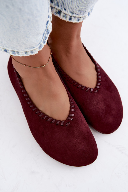Ballerina's met gevlochten rand in bordeaux kleur Talessa