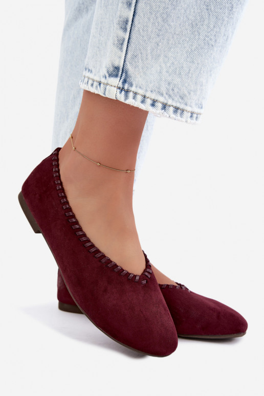 Ballerina's met gevlochten rand in bordeaux kleur Talessa