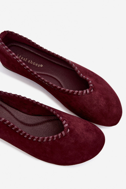 Ballerina's met gevlochten rand in bordeaux kleur Talessa
